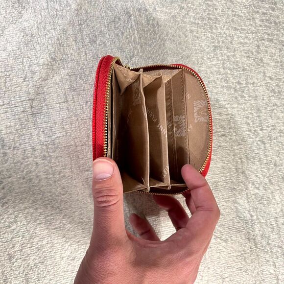 Anne Klein Small Red Wallet With Gold‎ Detail Womens Coin Purse - Picture 5 of 8